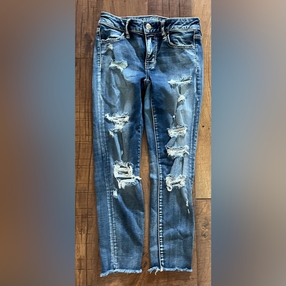 American Eagle AE Outfitters super stretch jegging crop denim jeans SZ 4 regular - Picture 1 of 8